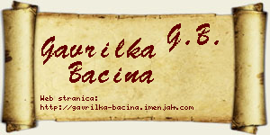 Gavrilka Baćina vizit kartica
